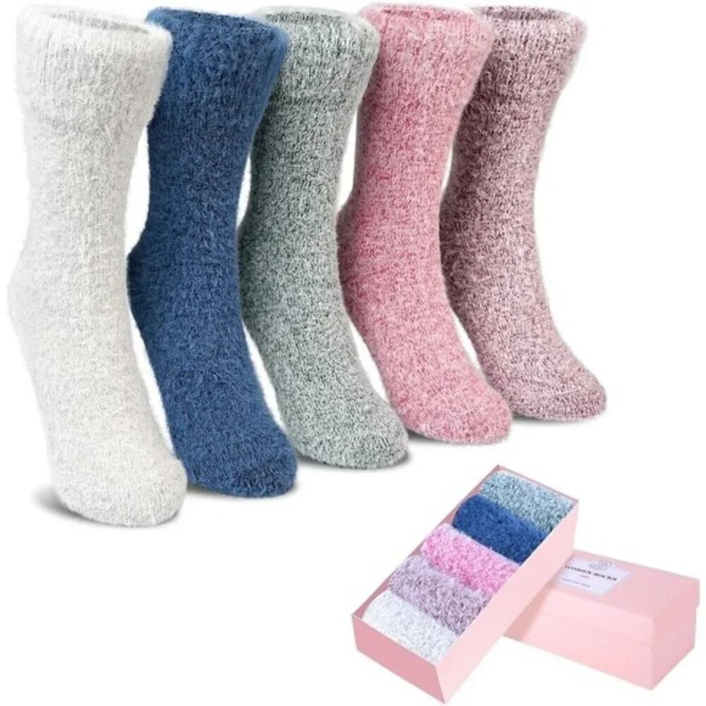 SISOSOCK Women’s Fuzzy Socks 5-Pack Soft Warm Cozy Winter Sleep Size 5-10